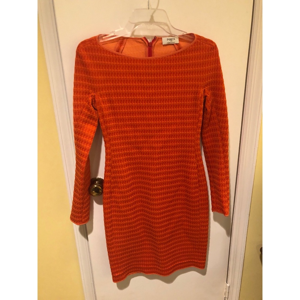 Italian orange knee length body con dress